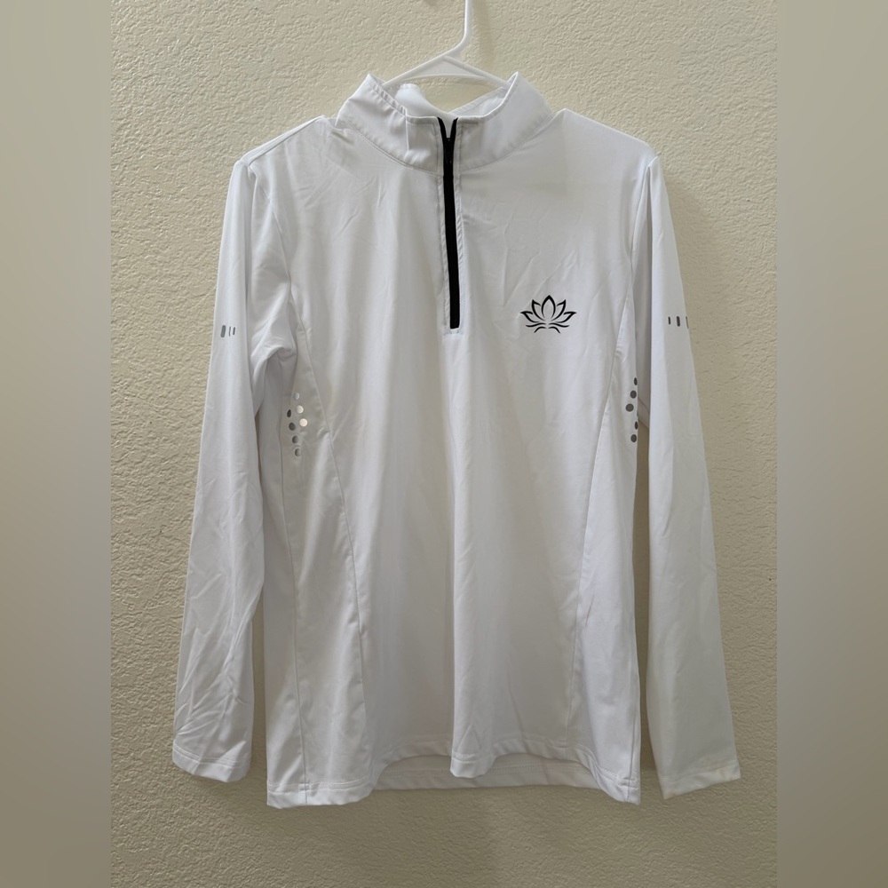 White Long Sleeve Quarter-Zip Top
